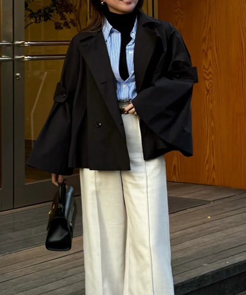 RANCLIC トレンチコート コート ベルスリーブショートトレンチコート