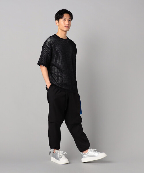β MEN（ベータ・メン） セーター ニット 半袖メッシュ クルーネック