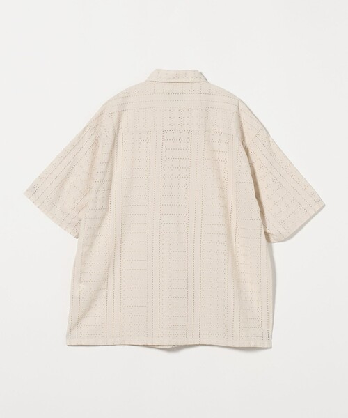 【green label relaxing】半袖シャツ バンドカラー ネイビー green label relaxing シャツ ウォッシャブルトロ バンドカラー