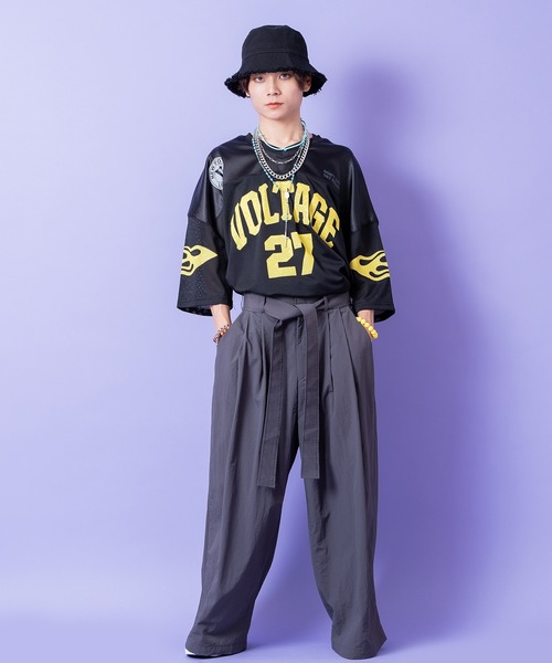 ワイドパンツ パンツ a.p.o.v. コードロングベルトマットポリスーパー