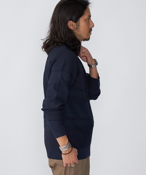 「SHIPS」 長袖ニット LARGE オリーブ メンズ
