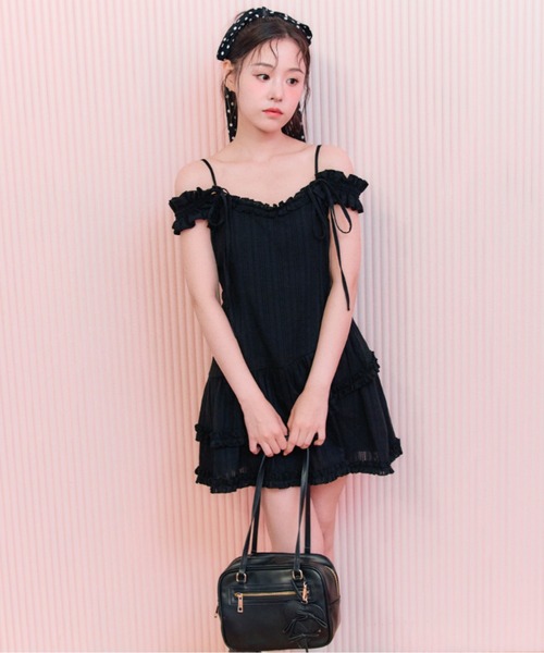 ブラック フリルキャミソール OLIVE des キャミソール フリルキャミチュニック : ZOZOTOWN