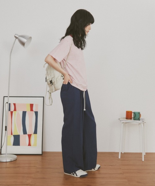 AT LAST&CO シアサッカー　ストライプパンツ　新品同様　アットラスト AT LAST&CO シアサッカー ストライプパンツ 新品同様 アット