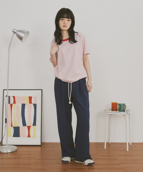 MERLOT（メルロー） パンツ 「動画あり」シアサッカーストライプロング
