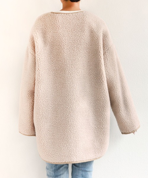 「andme」 ノーカラーコート S ライトベージュ レディース_画像2