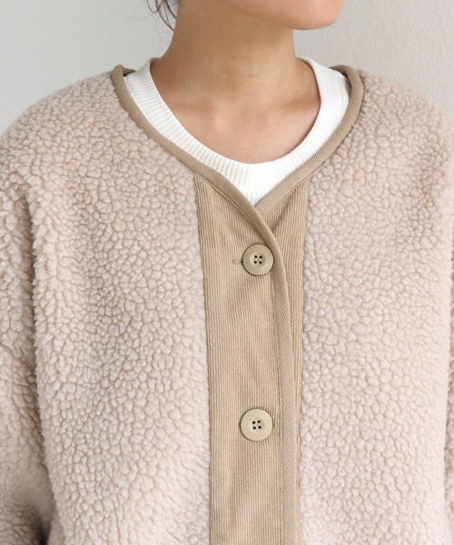 「andme」 ノーカラーコート S ライトベージュ レディース_画像5