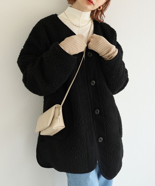 「andme」 ノーカラーコート S ライトベージュ レディース_画像9