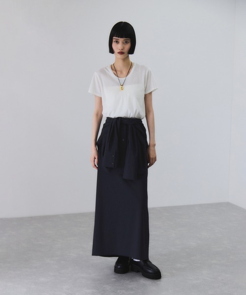ADAM ET ROPE アダムエロぺ　コットンTシャツシャツ&amp;ロングスカート ADAM ET ROPE'｜ロングスリーブコットンTシャツ | Rakuten Fashion
