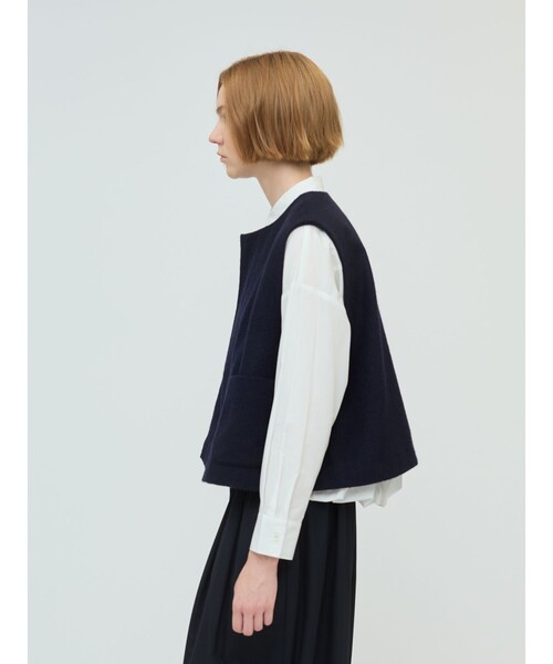 mizuiroind（ミズイロインド） ベスト ジレ ポケット付きクルーネック