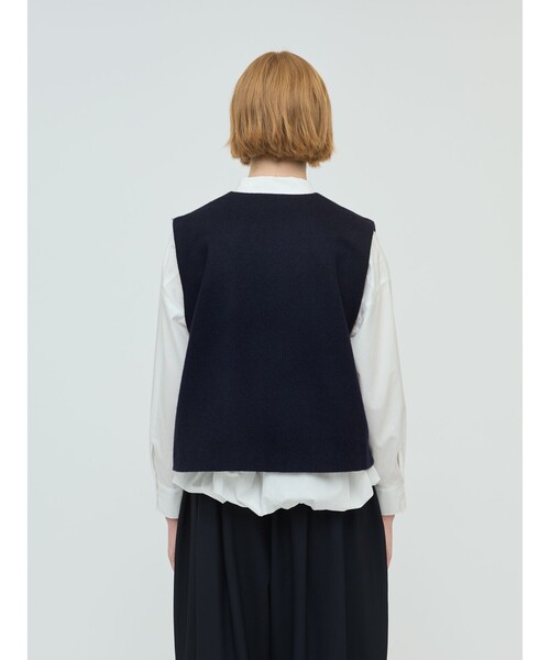 mizuiroind（ミズイロインド） ベスト ジレ ポケット付きクルーネック