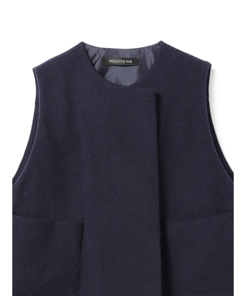 mizuiroind（ミズイロインド） ベスト ジレ ポケット付きクルーネック