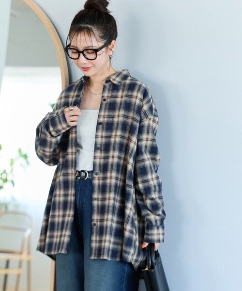 ブラウス シャツ 限定展開　ネル チェック ビックシャツ レディース | FREAK'S STORE | 03