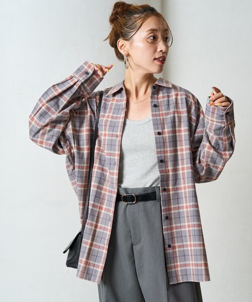 ブラウス シャツ 限定展開　ネル チェック ビックシャツ レディース | FREAK'S STORE | 01