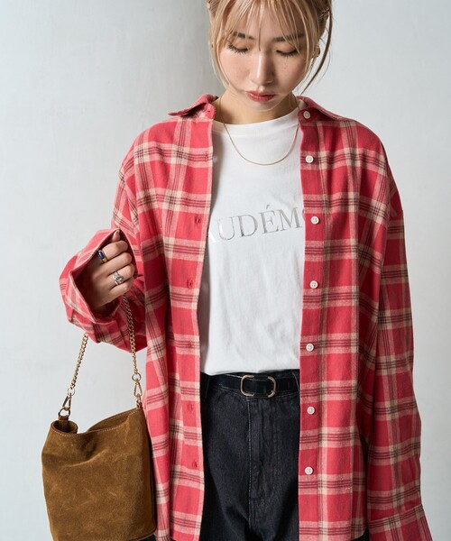 ブラウス シャツ 限定展開　ネル チェック ビックシャツ レディース | FREAK'S STORE | 05