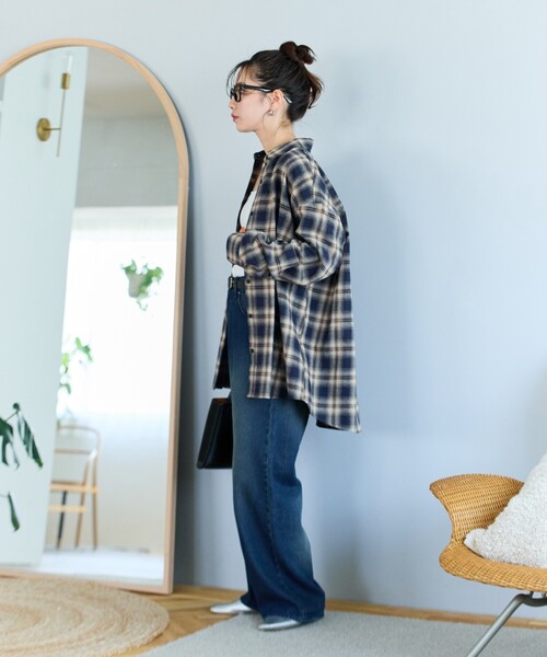 ブラウス シャツ 限定展開　ネル チェック ビックシャツ レディース | FREAK'S STORE | 08