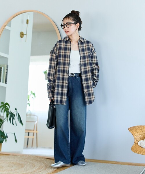 ブラウス シャツ 限定展開　ネル チェック ビックシャツ レディース | FREAK'S STORE | 09