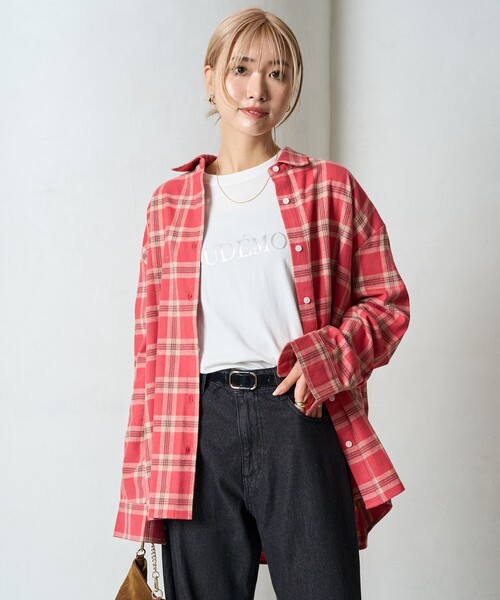 ブラウス シャツ 限定展開　ネル チェック ビックシャツ レディース | FREAK'S STORE | 12