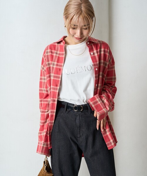 ブラウス シャツ 限定展開　ネル チェック ビックシャツ レディース | FREAK'S STORE | 18