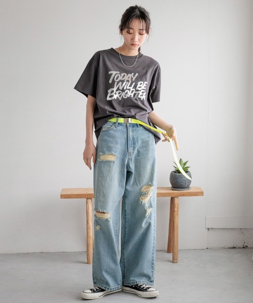 「LOWRYS FARM」 ダメージ加工デニムパンツ LARGE ブルー系その他3 レディース