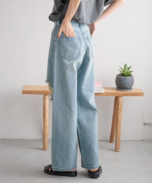 「LOWRYS FARM」 ダメージ加工デニムパンツ LARGE ブルー系その他3 レディース