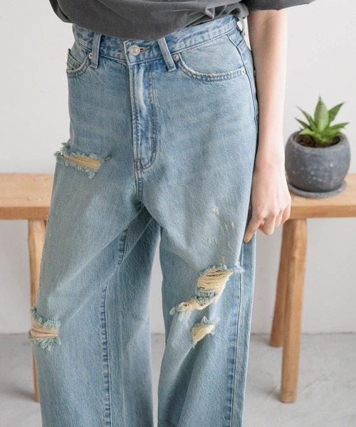 「LOWRYS FARM」 ダメージ加工デニムパンツ LARGE ブルー系その他3 レディース