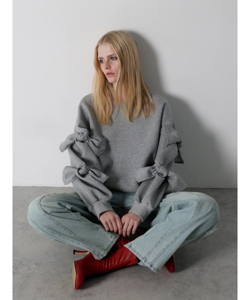 AMOMMA（アモマ） トレーナー スウェット RIBBON SLEEVE SWEAT