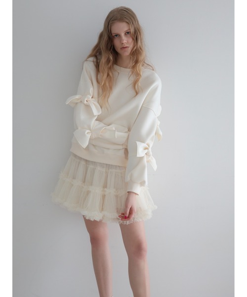 AMOMMA（アモマ） トレーナー スウェット RIBBON SLEEVE SWEAT
