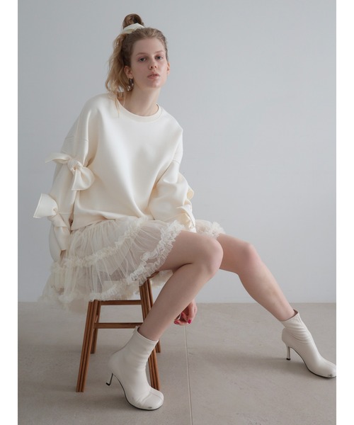 AMOMMA（アモマ） トレーナー スウェット RIBBON SLEEVE SWEAT