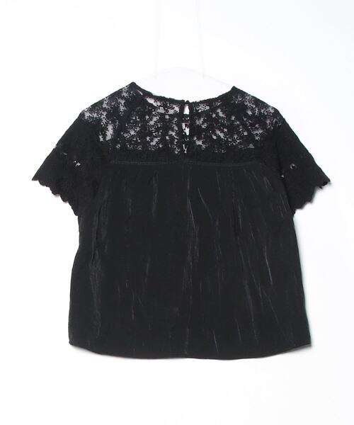「flower」 レース半袖ブラウス - ブラック レディース_画像2