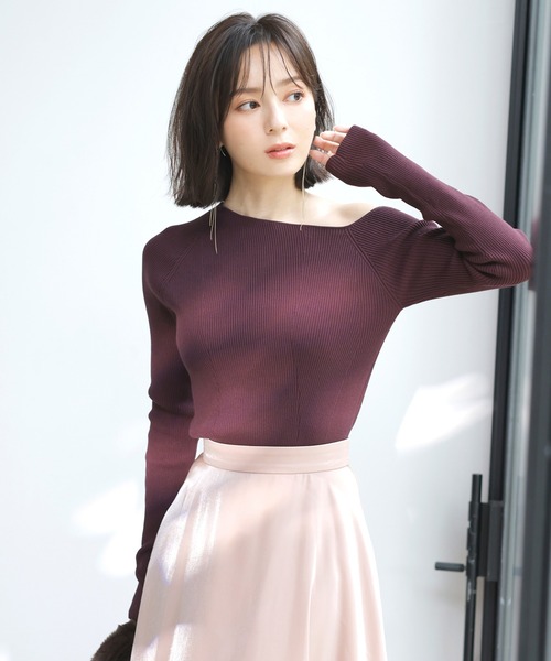 最終値下げ♡アシンメトリーリブニット　アニュアンス ニット　オフショルダー anuans（アニュアンス） ニット セーター 「ZOZO限定アイテム