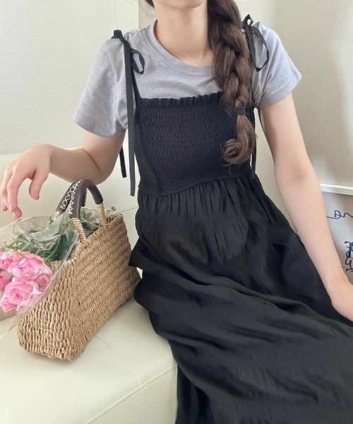 「LAUIR」 キャミソールワンピース X-LARGE ネイビー レディース_画像6