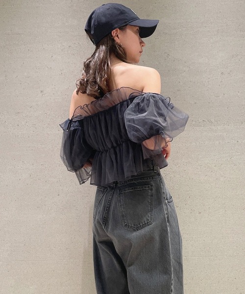 「SNIDEL」 半袖カットソー ONE SIZE ブラック レディースの画像