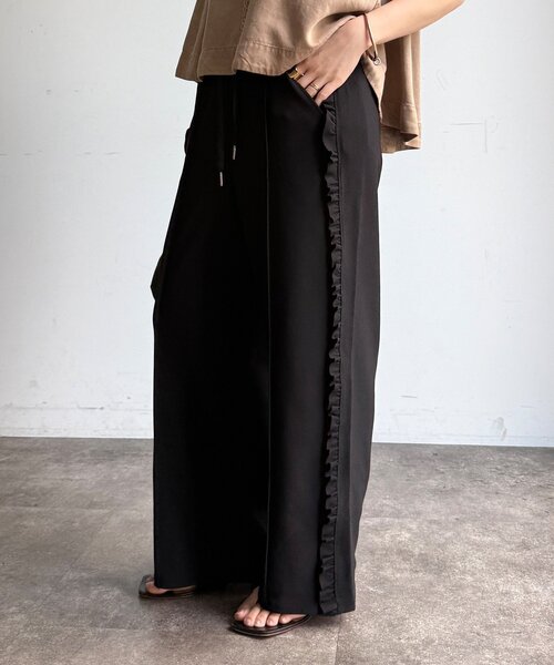 パンツ 「WEB限定」カットジョーゼットサイドフリルパンツ レディース