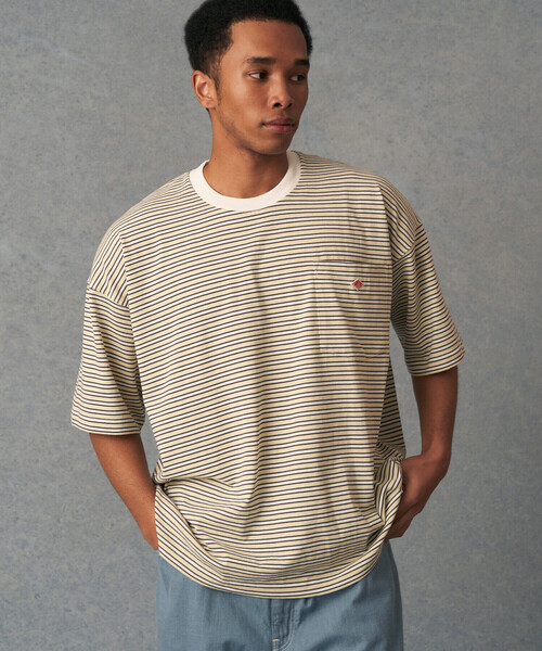 「DANTON」 半袖Tシャツ L ベージュ系その他2 メンズ_画像3