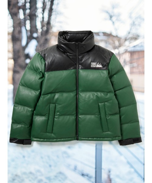 FIRST DOWN USA カーキ ダウンジャケット FIRST DOWN（ファーストダウン） ダウンジャケット ダウン 合成皮革