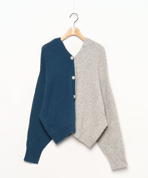 「bedsidedrama」 ニットカーディガン 1 ブラック×ブルー レディース_画像2