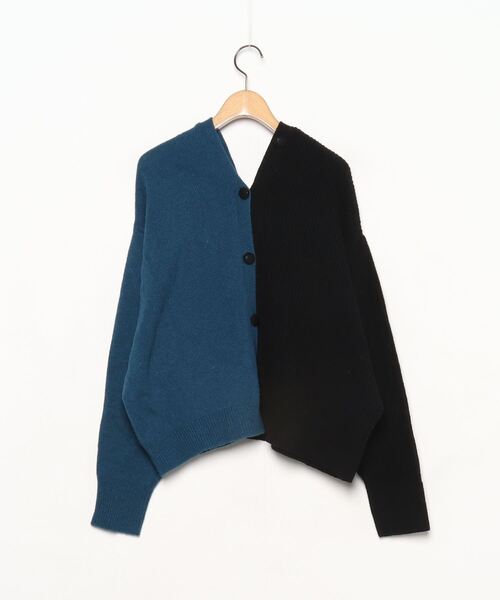 「bedsidedrama」 ニットカーディガン 1 ブラック×ブルー レディース_画像3