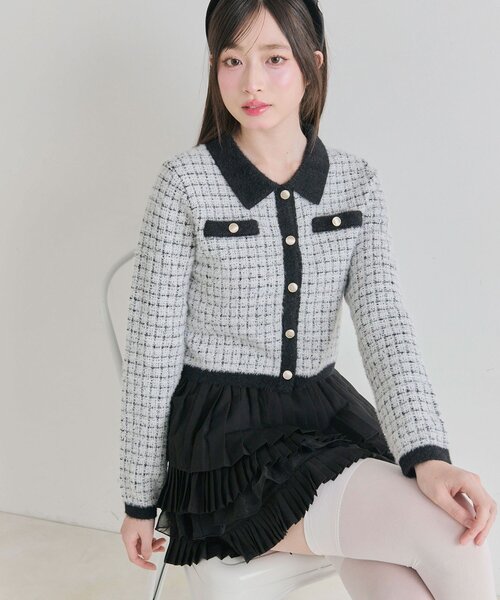 OLIVE des OLIVE（オリーブデオリーブ） ニット セーター ツイード衿