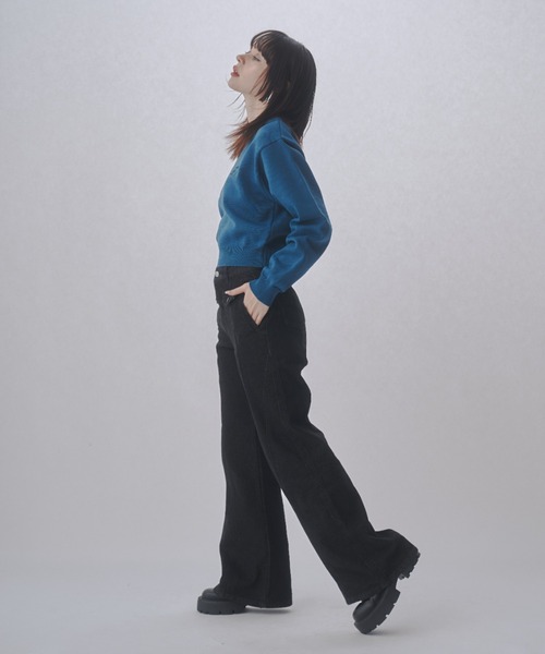 「JUST A NOON」 長袖ニット FREE ネイビー レディース_画像3