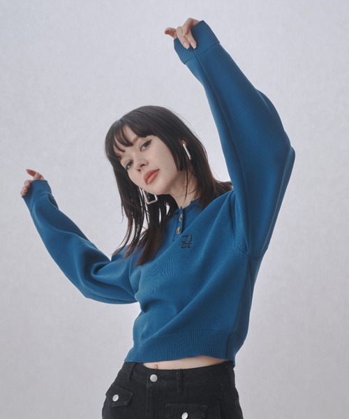 「JUST A NOON」 長袖ニット FREE ネイビー レディース_画像9