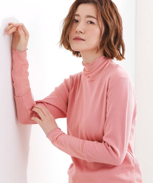 grove（グローブ） tシャツ シアー切替ハイネックプルオーバー