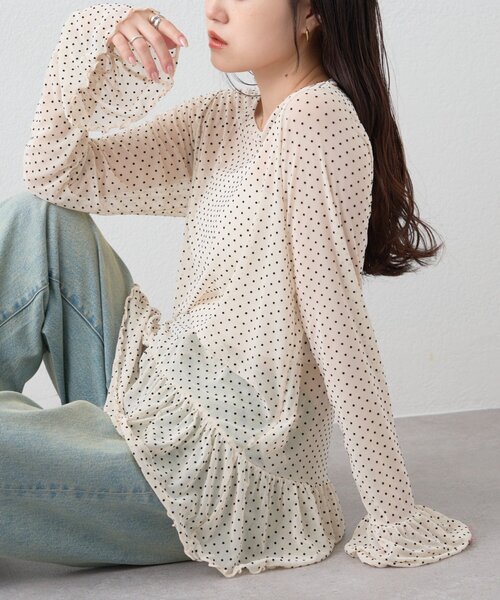 CIAOPANIC TYPY（チャオパニックティピー） tシャツ フロッキードット