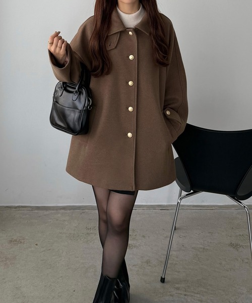 カラウティア callautia callautia ステンカラーロングコート （ダークブラウン） - ファッション通販 d fashion | 「callautia」 ステンカラーコート MEDIUM ブラック レディース