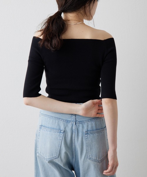 THE PAUSE ニット セーター 「THE PAUSE」オフショルハーフスリーブ