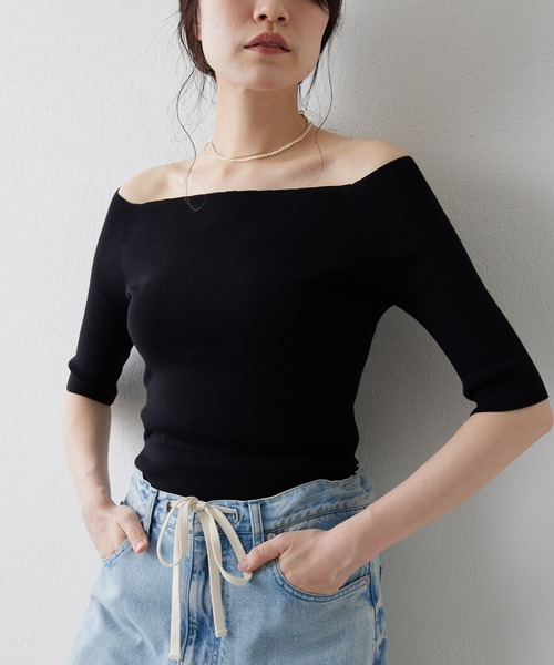 THE PAUSE ニット セーター 「THE PAUSE」オフショルハーフスリーブ