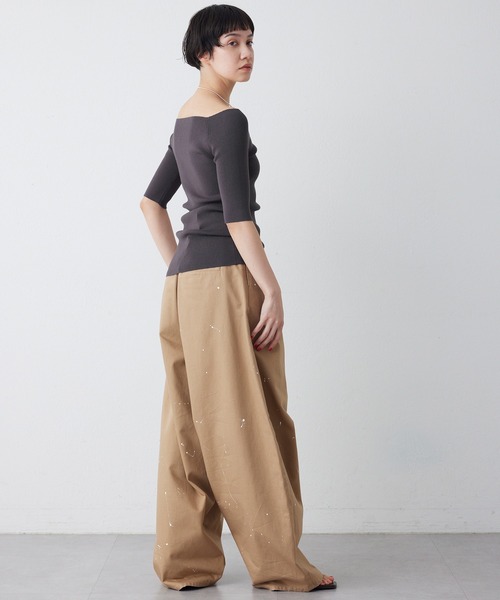 ひ*3様 【美品】THE PAUSE オフショルハーフスリーブプルオーバー ウィ THE PAUSE ニット セーター 「THE PAUSE」オフショルハーフスリーブ