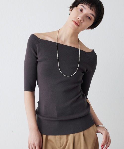 THE PAUSE ニット セーター 「THE PAUSE」オフショルハーフスリーブ