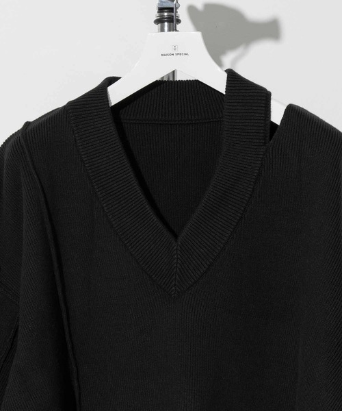 「MAISON SPECIAL」 長袖ニット 1 グレイッシュベージュ メンズ_8