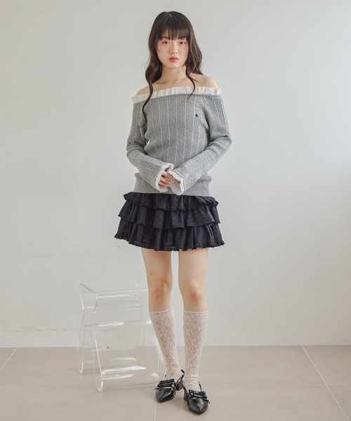 Heather（ヘザー） スカート コットンレースフリルミニスカート 666420