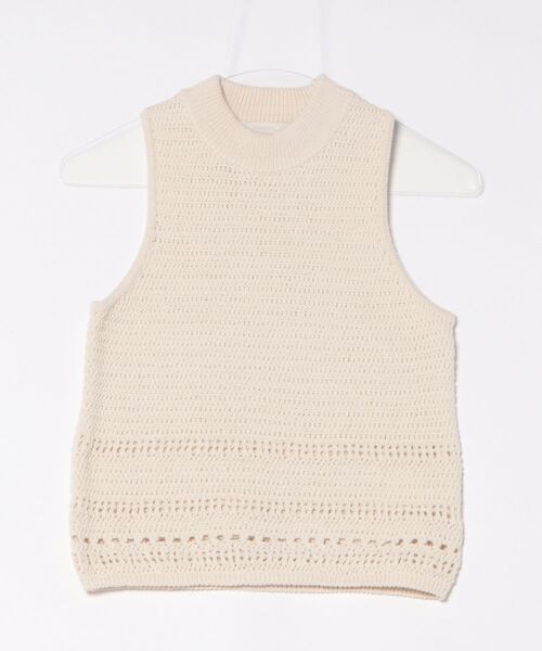 ベスト ジレ AMOMENTO CROCHET KNIT VEST レディースの画像